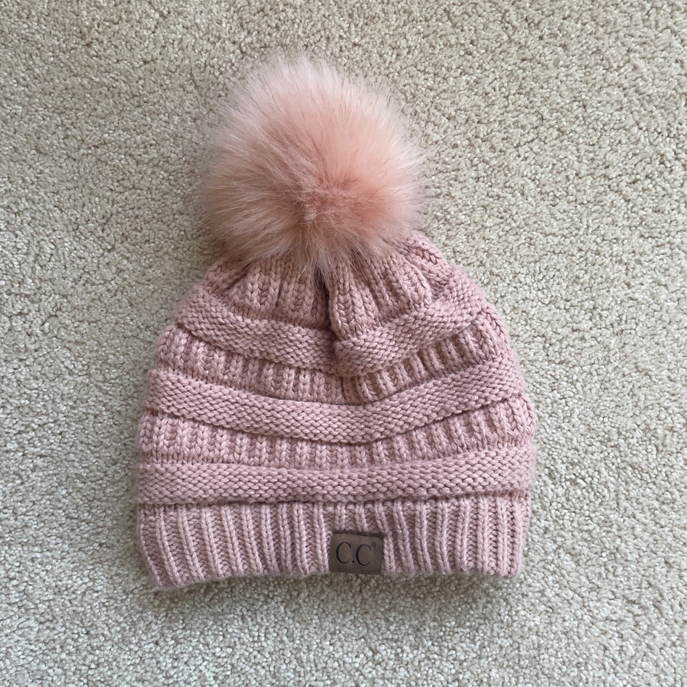 C.C Blush Pink Pom Pom Knit Hat